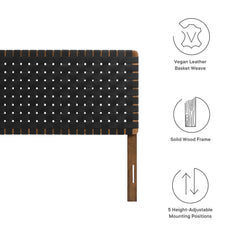 Sparta Walnut/Black Weave Vegan Leather King Headboard - Ornate Home