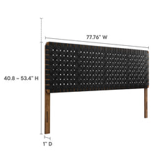 Sparta Walnut/Black Weave Vegan Leather King Headboard - Ornate Home