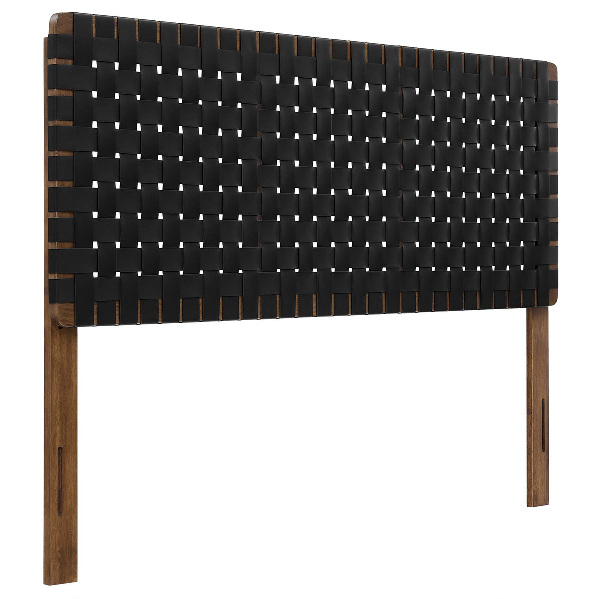 Sparta Walnut/Black Weave Vegan Leather Queen Headboard - Ornate Home