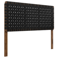 Sparta Walnut/Black Weave Vegan Leather Queen Headboard - Ornate Home