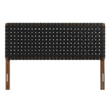 Sparta Walnut/Black Weave Vegan Leather Queen Headboard - Ornate Home