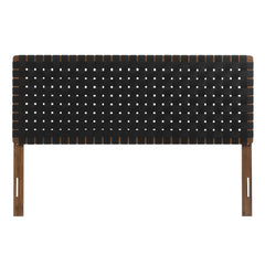 Sparta Walnut/Black Weave Vegan Leather Queen Headboard - Ornate Home
