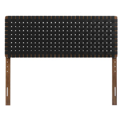 Sparta Walnut/Black Weave Vegan Leather Queen Headboard - Ornate Home