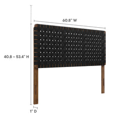 Sparta Walnut/Black Weave Vegan Leather Queen Headboard - Ornate Home