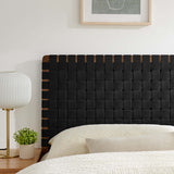 Sparta Walnut/Black Weave Vegan Leather Queen Headboard - Ornate Home