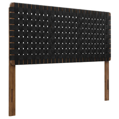Sparta Walnut/Black Weave Vegan Leather Queen Headboard - Ornate Home