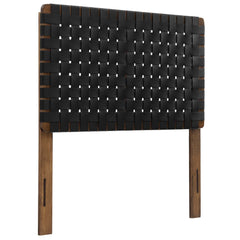 Sparta Walnut/Black Weave Vegan Leather Twin Headboard - Ornate Home