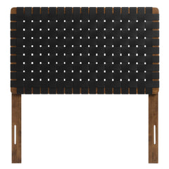 Sparta Walnut/Black Weave Vegan Leather Twin Headboard - Ornate Home