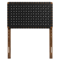 Sparta Walnut/Black Weave Vegan Leather Twin Headboard - Ornate Home