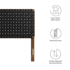 Sparta Walnut/Black Weave Vegan Leather Twin Headboard - Ornate Home