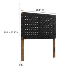 Sparta Walnut/Black Weave Vegan Leather Twin Headboard - Ornate Home