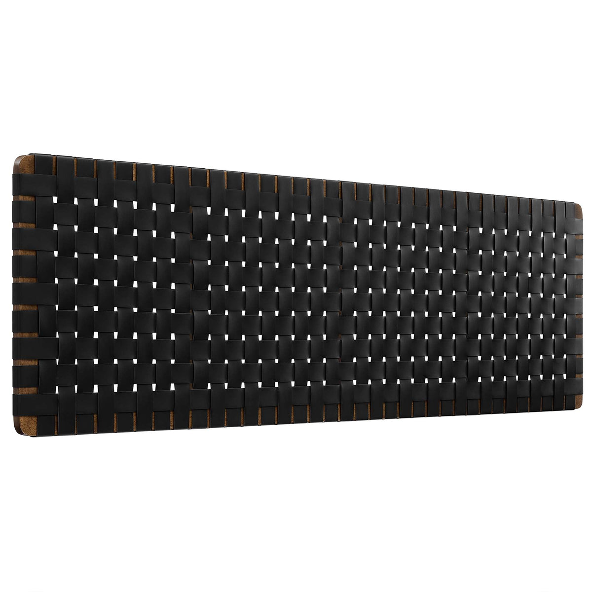 Sparta Walnut/Black Weave Wall-Mount Vegan Leather King Headboard - Ornate Home
