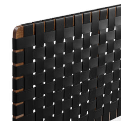 Sparta Walnut/Black Weave Wall-Mount Vegan Leather King Headboard - Ornate Home