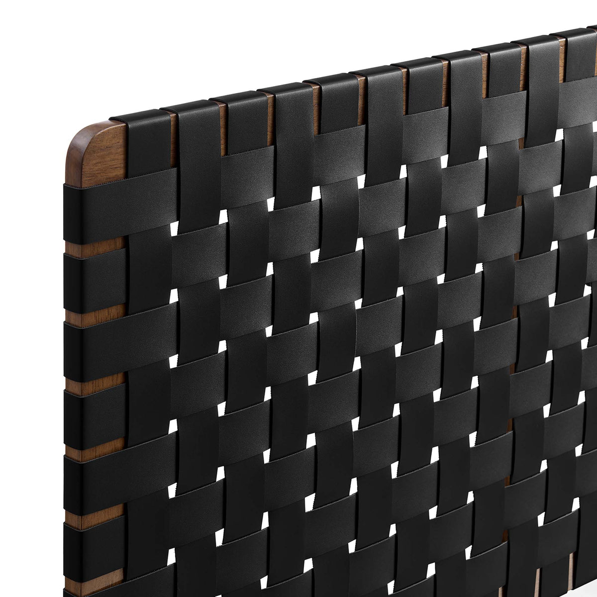Sparta Walnut/Black Weave Wall-Mount Vegan Leather Queen Headboard - Ornate Home