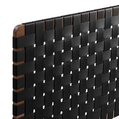 Sparta Walnut/Black Weave Wall-Mount Vegan Leather Queen Headboard - Ornate Home