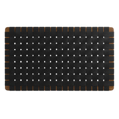 Sparta Walnut/Black Weave Wall-Mount Vegan Leather Twin Headboard - Ornate Home