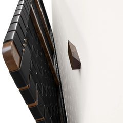 Sparta Walnut/Black Weave Wall-Mount Vegan Leather Twin Headboard - Ornate Home