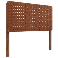 Sparta Walnut/Brown Weave Vegan Leather Full Headboard - 1x55.5" - Ornate Home