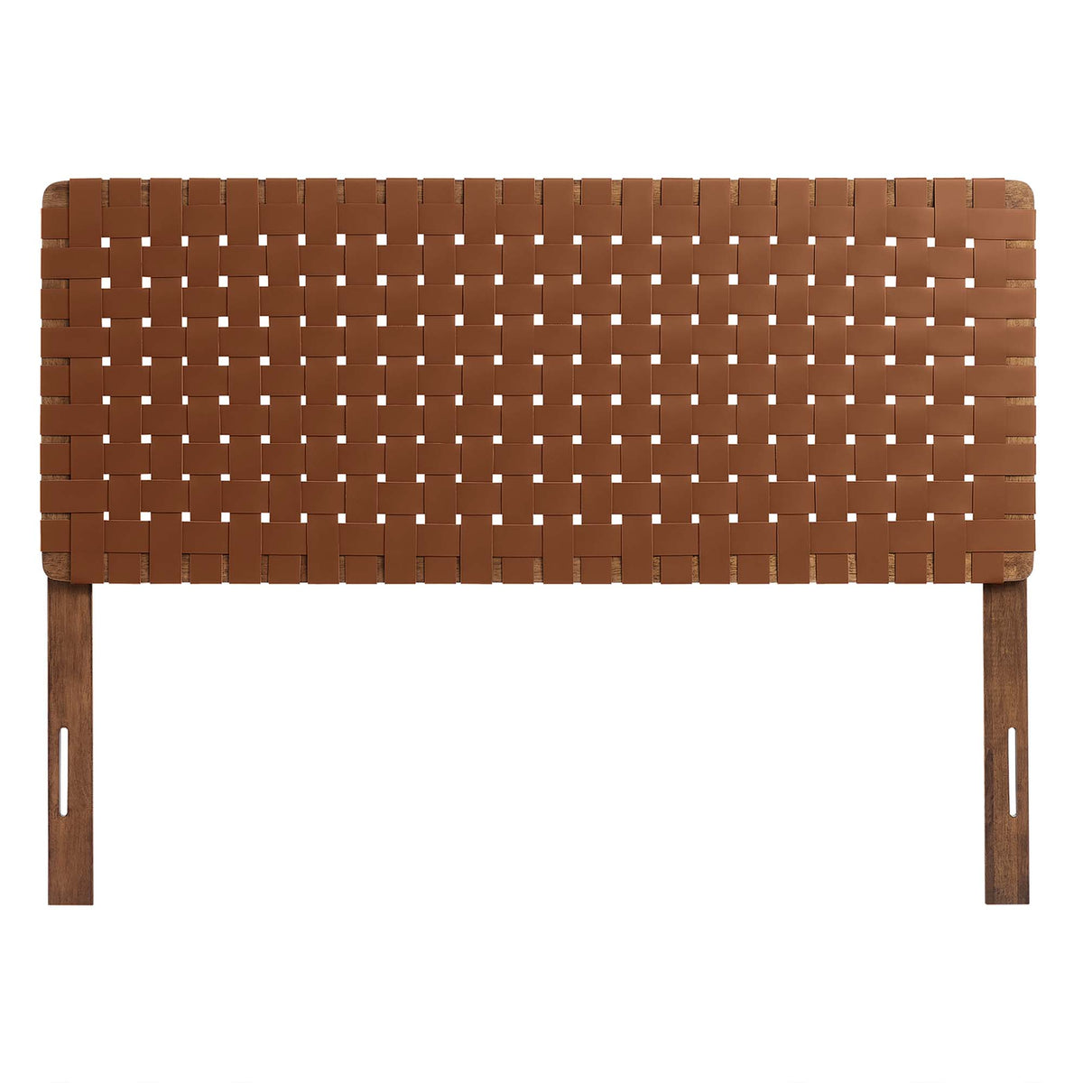 Sparta Walnut/Brown Weave Vegan Leather Full Headboard - 1x55.5" - Ornate Home