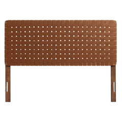 Sparta Walnut/Brown Weave Vegan Leather Full Headboard - 1x55.5" - Ornate Home