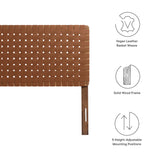 Sparta Walnut/Brown Weave Vegan Leather Full Headboard - 1x55.5" - Ornate Home