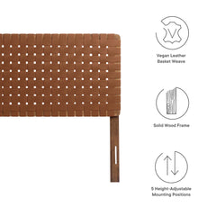 Sparta Walnut/Brown Weave Vegan Leather Full Headboard - 1x55.5" - Ornate Home
