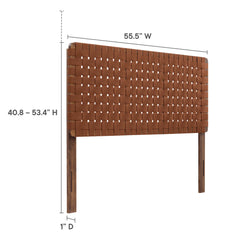 Sparta Walnut/Brown Weave Vegan Leather Full Headboard - 1x55.5" - Ornate Home
