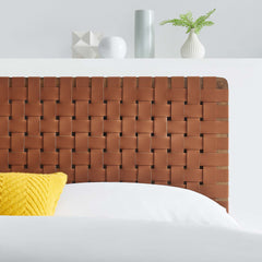 Sparta Walnut/Brown Weave Vegan Leather Full Headboard - 1x55.5" - Ornate Home
