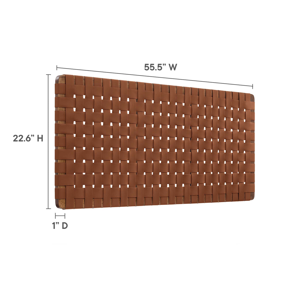 Sparta Walnut/Brown Weave Vegan Leather Full Headboard - 1x55.5x22.6" - Ornate Home