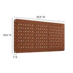 Sparta Walnut/Brown Weave Vegan Leather Full Headboard - 1x55.5x22.6" - Ornate Home