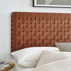Sparta Walnut/Brown Weave Vegan Leather Full Headboard - 1x55.5x22.6" - Ornate Home