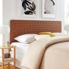 Sparta Walnut/Brown Weave Vegan Leather King Headboard - Ornate Home