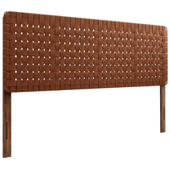 Sparta Walnut/Brown Weave Vegan Leather King Headboard - Ornate Home