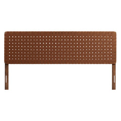 Sparta Walnut/Brown Weave Vegan Leather King Headboard - Ornate Home
