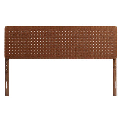 Sparta Walnut/Brown Weave Vegan Leather King Headboard - Ornate Home