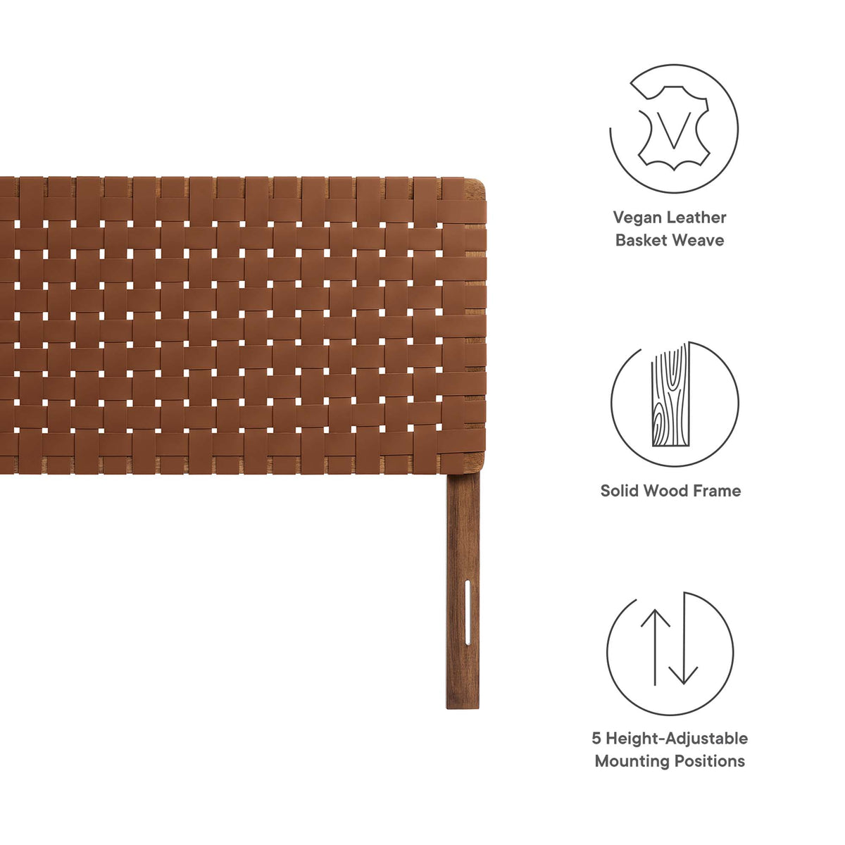 Sparta Walnut/Brown Weave Vegan Leather King Headboard - Ornate Home