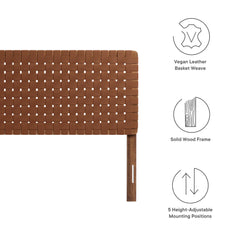 Sparta Walnut/Brown Weave Vegan Leather King Headboard - Ornate Home