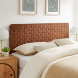 Sparta Walnut/Brown Weave Vegan Leather Queen Headboard - Ornate Home