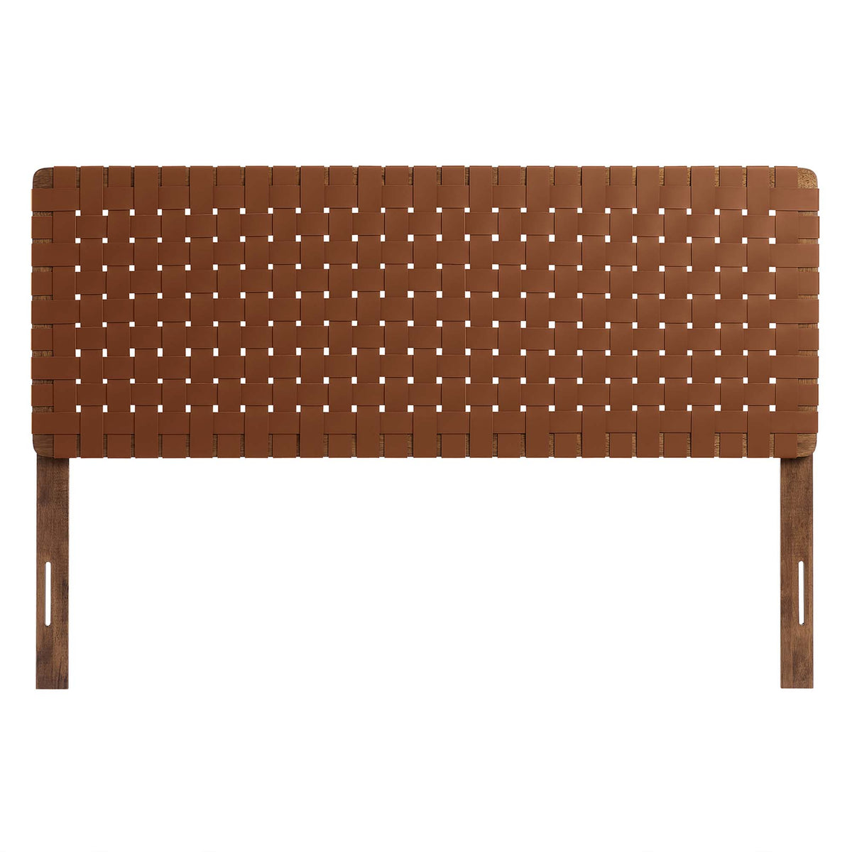 Sparta Walnut/Brown Weave Vegan Leather Queen Headboard - Ornate Home