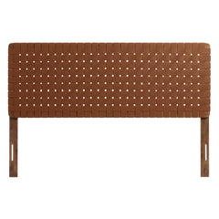 Sparta Walnut/Brown Weave Vegan Leather Queen Headboard - Ornate Home