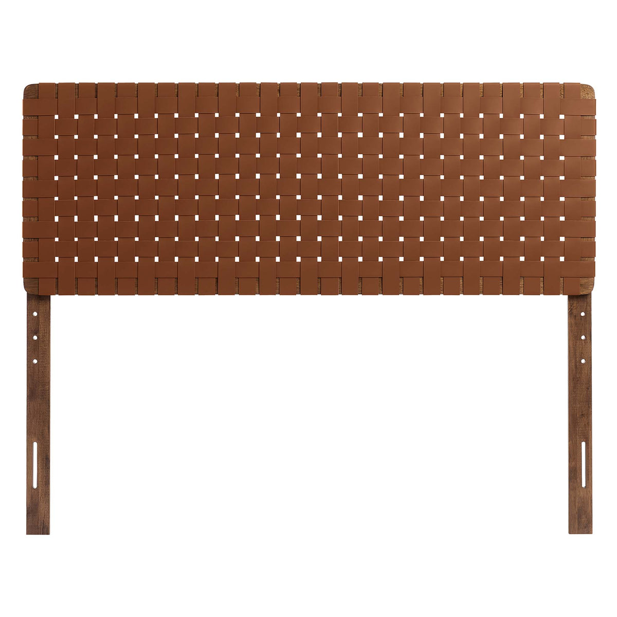 Sparta Walnut/Brown Weave Vegan Leather Queen Headboard - Ornate Home