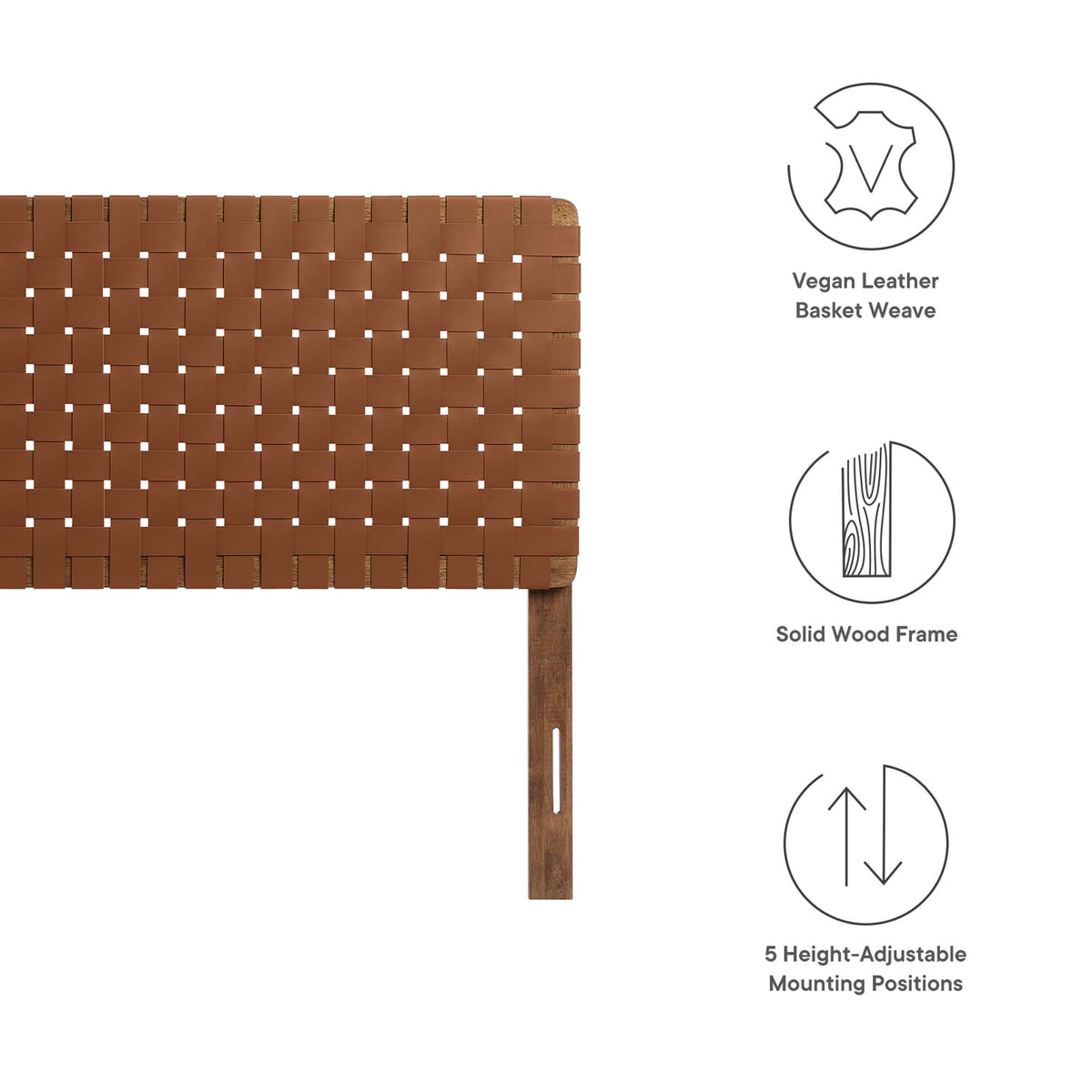 Sparta Walnut/Brown Weave Vegan Leather Queen Headboard - Ornate Home