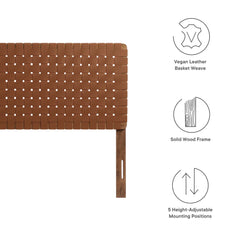 Sparta Walnut/Brown Weave Vegan Leather Queen Headboard - Ornate Home