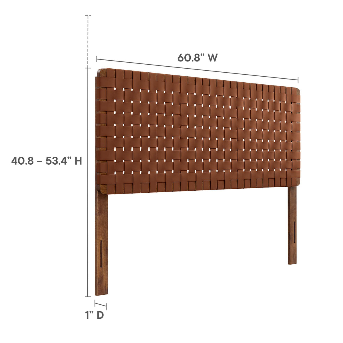 Sparta Walnut/Brown Weave Vegan Leather Queen Headboard - Ornate Home