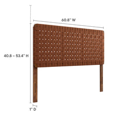 Sparta Walnut/Brown Weave Vegan Leather Queen Headboard - Ornate Home