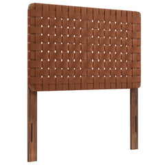 Sparta Walnut/Brown Weave Vegan Leather Twin Headboard - Ornate Home