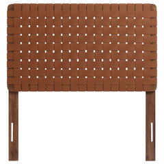 Sparta Walnut/Brown Weave Vegan Leather Twin Headboard - Ornate Home