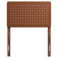 Sparta Walnut/Brown Weave Vegan Leather Twin Headboard - Ornate Home