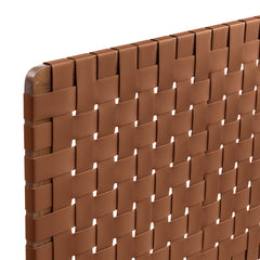 Sparta Walnut/Brown Weave Vegan Leather Twin Headboard - Ornate Home