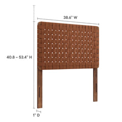 Sparta Walnut/Brown Weave Vegan Leather Twin Headboard - Ornate Home